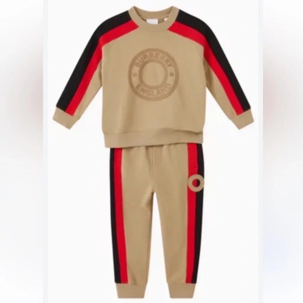 Burberry Kids Boys Beige Logo Tracksuit Sweatshirt Joggers Set Size 10Y 140cm